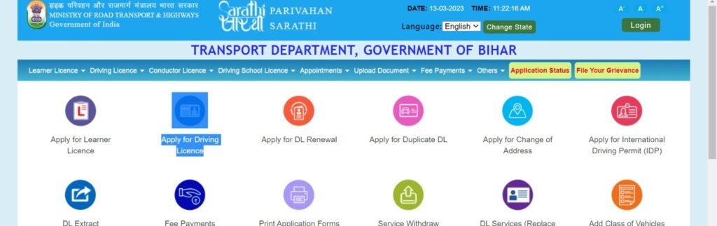 Driving Licence Online Apply 2023